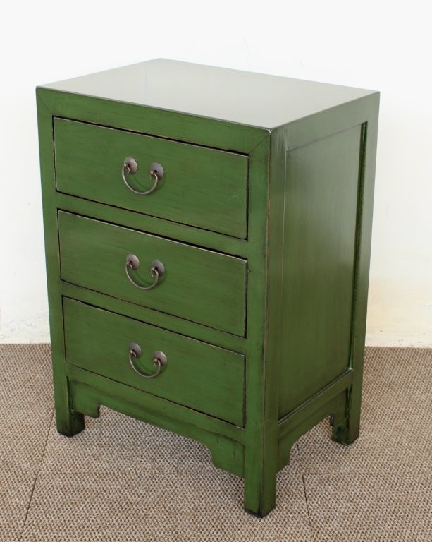Green 3 Drawer Bedside